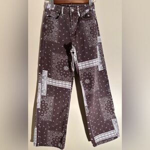 SHEIN Brown Paisley Jeans XS - 28” inseam